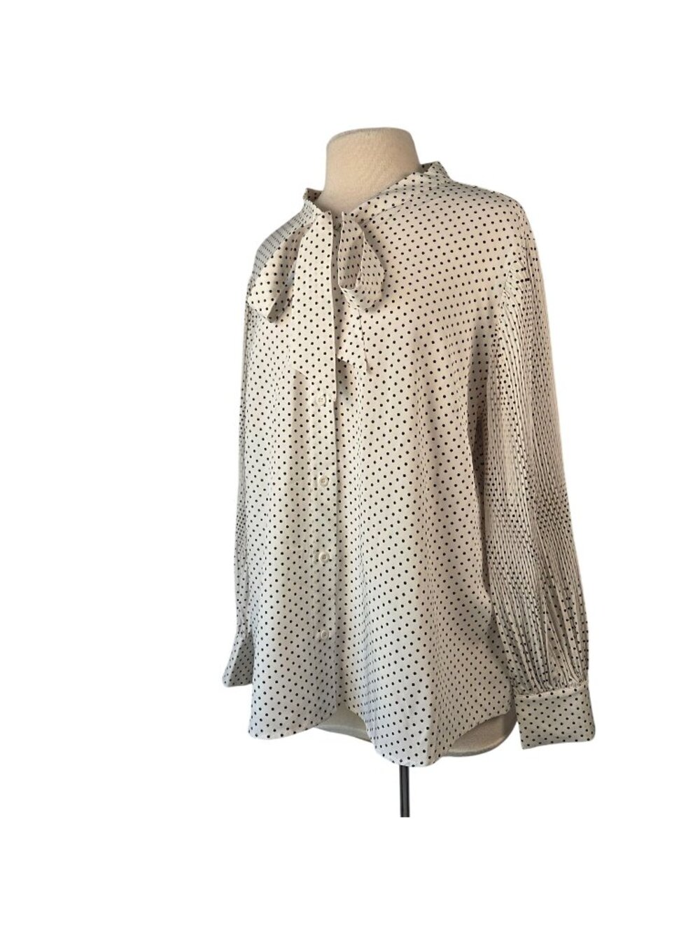 WDNY White Polka Dot Allie Blouse Long Sleeve Size 2X